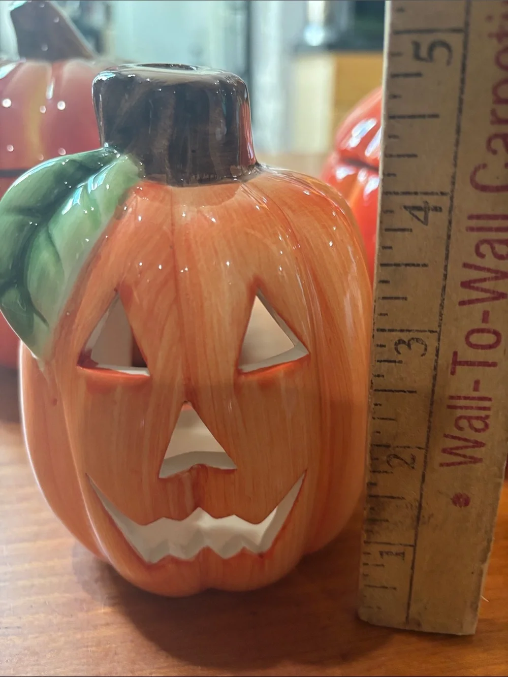 🆕 Lot of 2Ceramic Pumpkin Cookie Jars & Jack-O'-Lantern Candle Holder